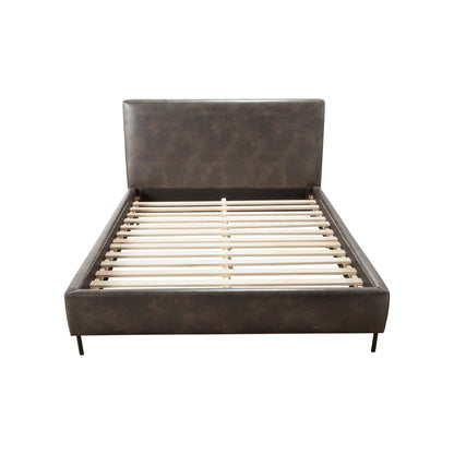 Sophia Gray Faux Leather Platform Bed with Padded Headboard, Full – view 6