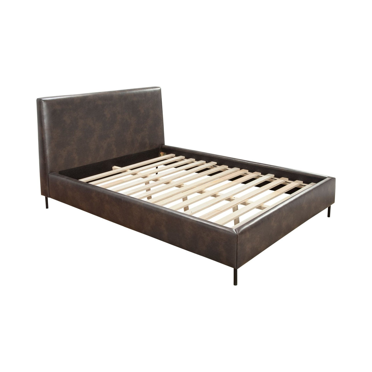Sophia Gray Faux Leather Platform Bed with Padded Headboard, Full – view 5