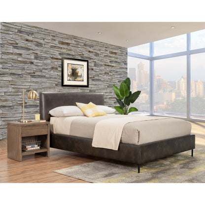Gray Faux Leather Platform Bed, Sophia