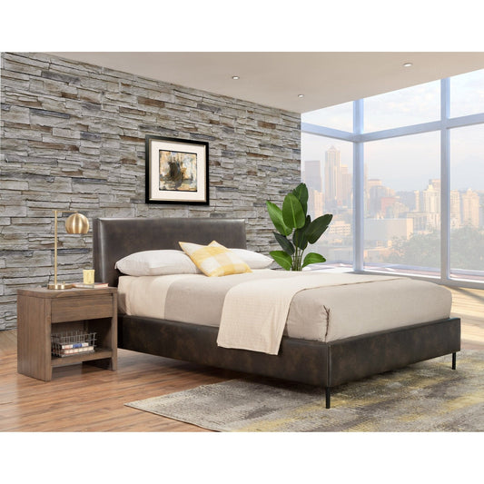 Gray Faux Leather Platform Bed, Sophia
