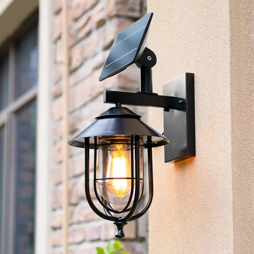 Sophia Solar Outdoor Wall Light – Black Aluminum Porch Lantern – view 9