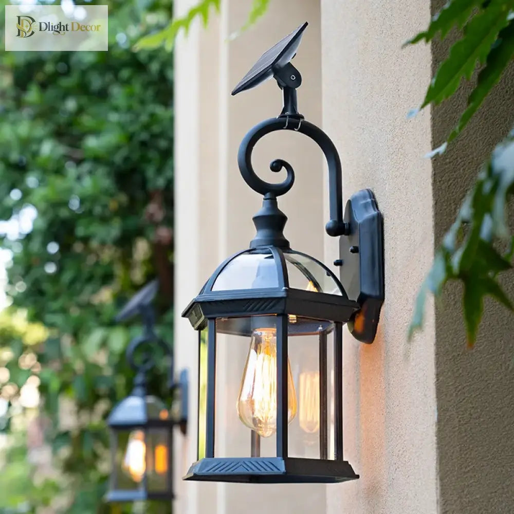 Sophia Solar Outdoor Wall Light – Black Aluminum Porch Lantern – view 5