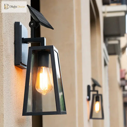Sophia Solar Outdoor Wall Light – Black Aluminum Porch Lantern – view 3
