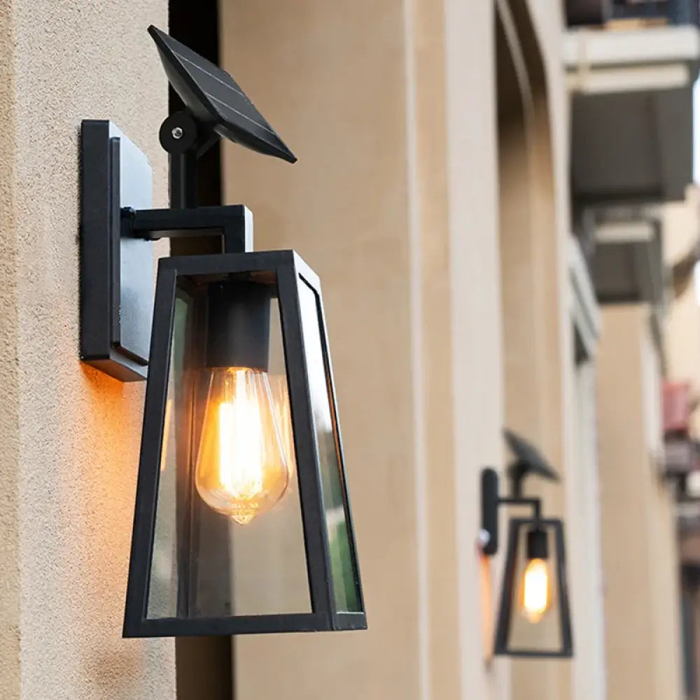 Sophia Solar Outdoor Wall Light – Black Aluminum Porch Lantern – view 7