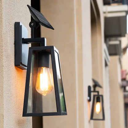 Sophia Solar Outdoor Wall Light – Black Aluminum Porch Lantern – view 7