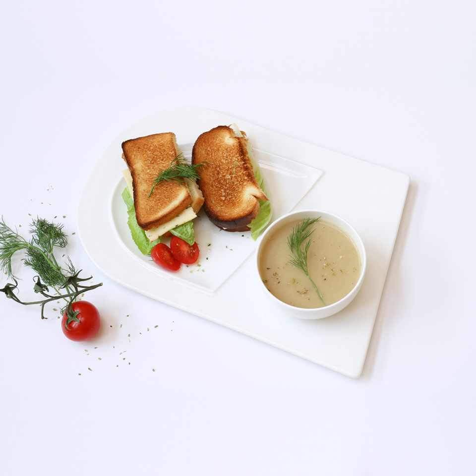 Bone China Soup and Sandwich Plates with 12 oz Bowl, Set of 4 – view 4