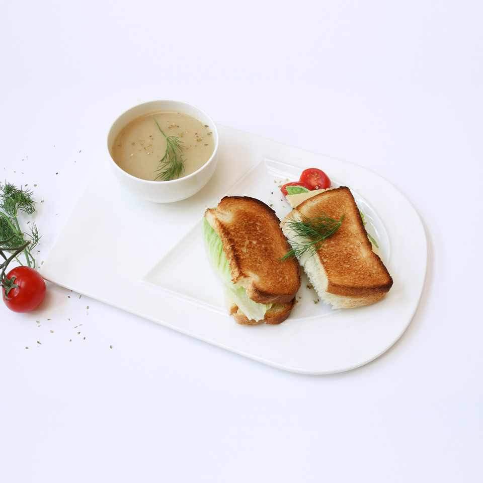 Bone China Soup and Sandwich Plates with 12 oz Bowl, Set of 4 – view 6