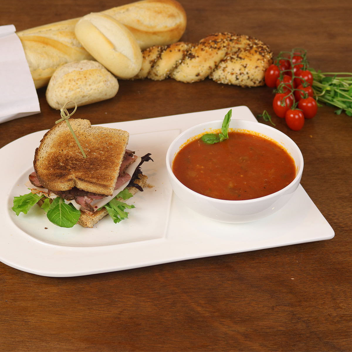 Bone China Soup and Sandwich Plates with 12 oz Bowl, Set of 4 – view 10