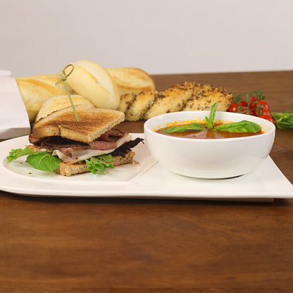 Bone China Soup and Sandwich Plates with 12 oz Bowl, Set of 4 – view 9