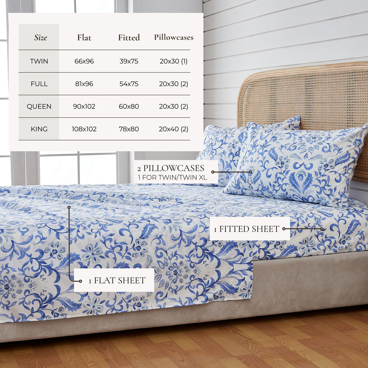 Watercolor Floral Microfiber Sheet Set – Delia Collection – view 14