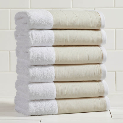 Priya Collection Cotton 6-Piece Towel Set with Linen-Like Border – view 7