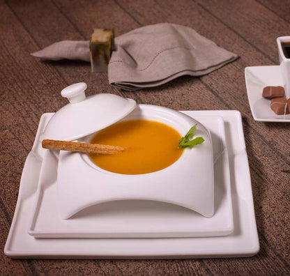 Modern Square White Porcelain Dinnerware Set, 20 Piece Service for 4 – view 5