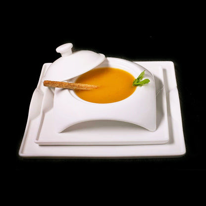 Square Porcelain Dinnerware Set for Four