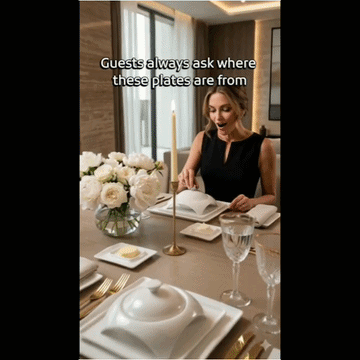 Modern Square White Porcelain Dinnerware Set, 20 Piece Service for 4 – view 2