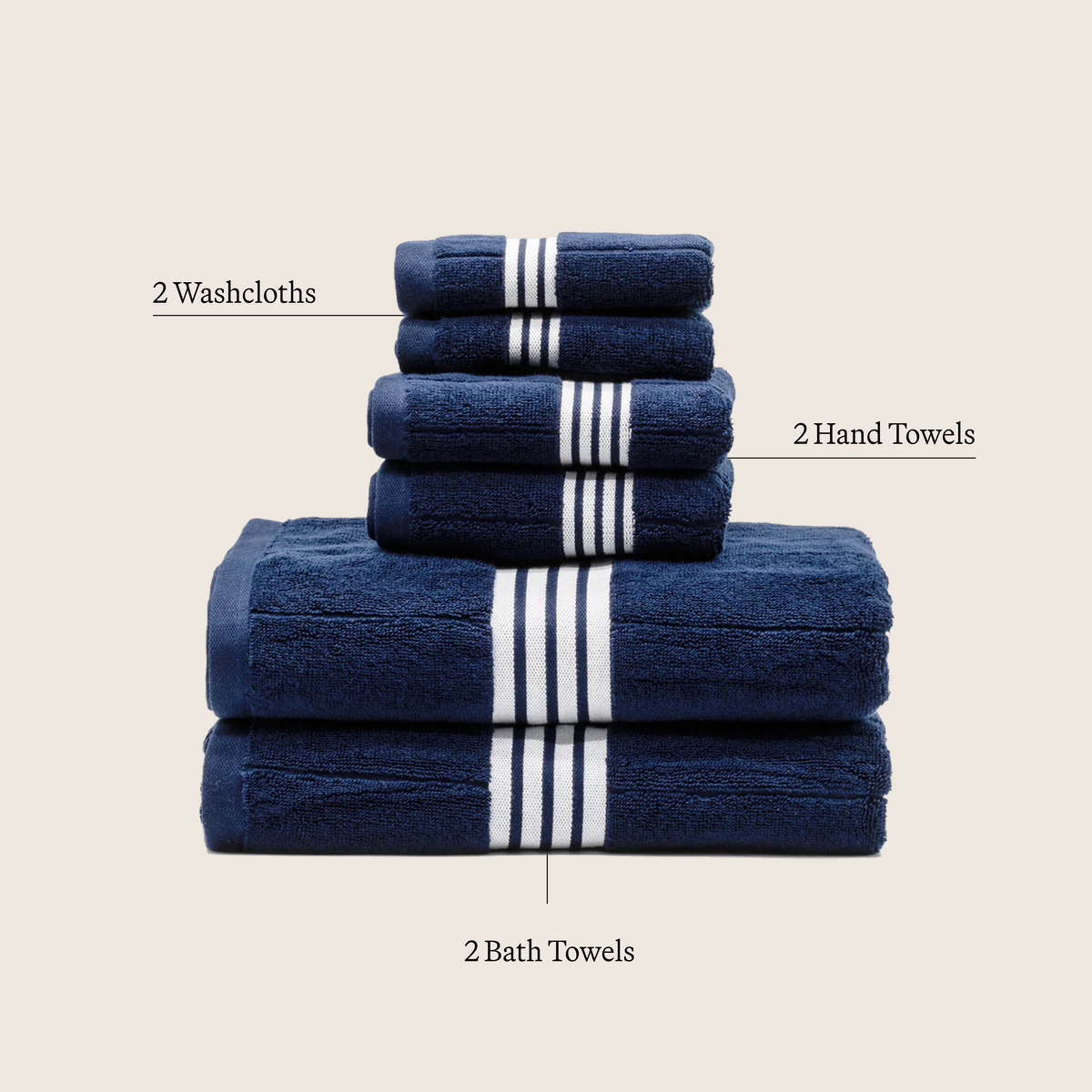 Nautilus Australian Cotton Striped Bath Towels, 600 GSM Towels and Sets – view 29