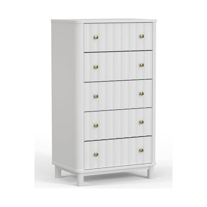 Stapleton White Mahogany 5-Drawer Chest with Scalloped Motif – view 3
