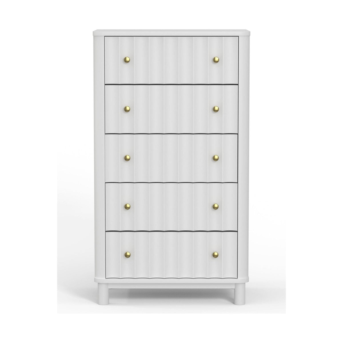 Stapleton White Mahogany 5-Drawer Chest with Scalloped Motif – view 2