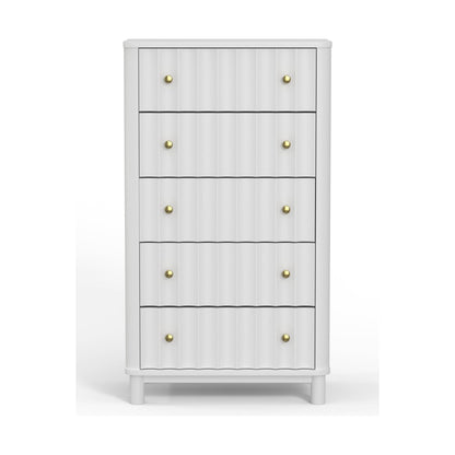 Stapleton White Mahogany 5-Drawer Chest with Scalloped Motif – view 2