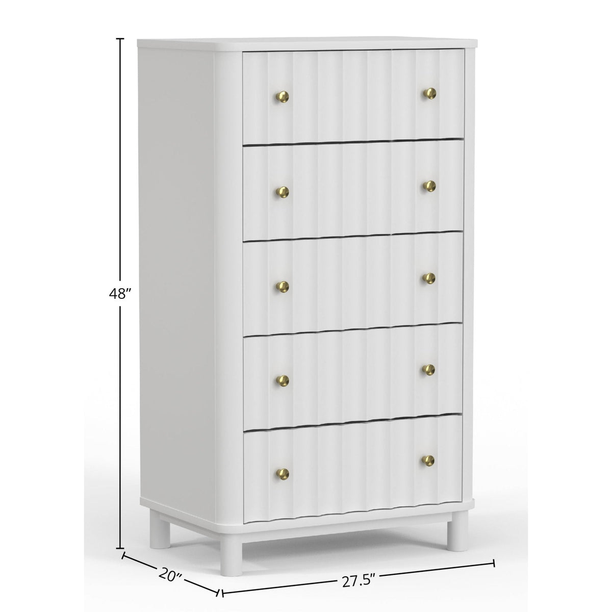 Stapleton White Mahogany 5-Drawer Chest with Scalloped Motif – view 6