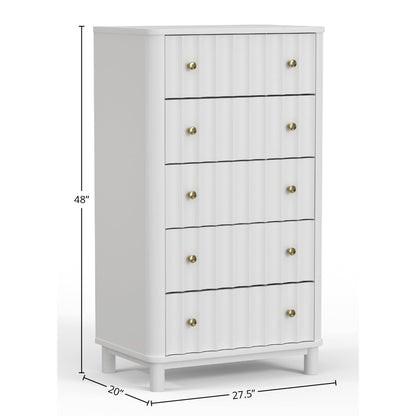 Stapleton White Mahogany 5-Drawer Chest with Scalloped Motif – view 6