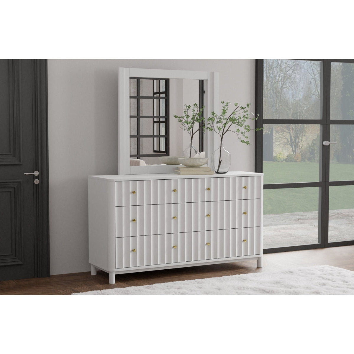 Stapleton White Mahogany Dresser Mirror, Fully Assembled – view 5