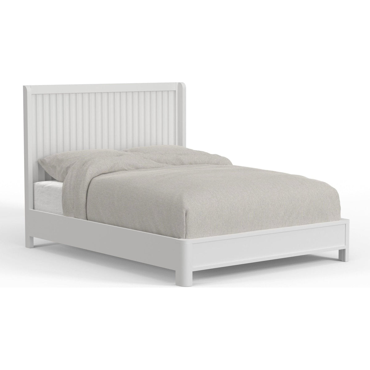 Stapleton White Mahogany Panel Bed with Scalloped Headboard – view 2