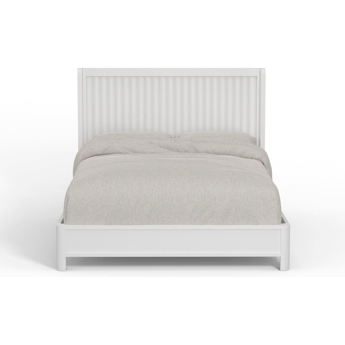 Stapleton White Mahogany Panel Bed with Scalloped Headboard – view 3