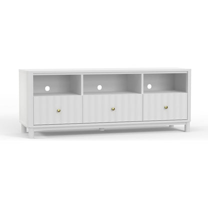 Stapleton White Mahogany TV Console with Scalloped Drawers – view 3