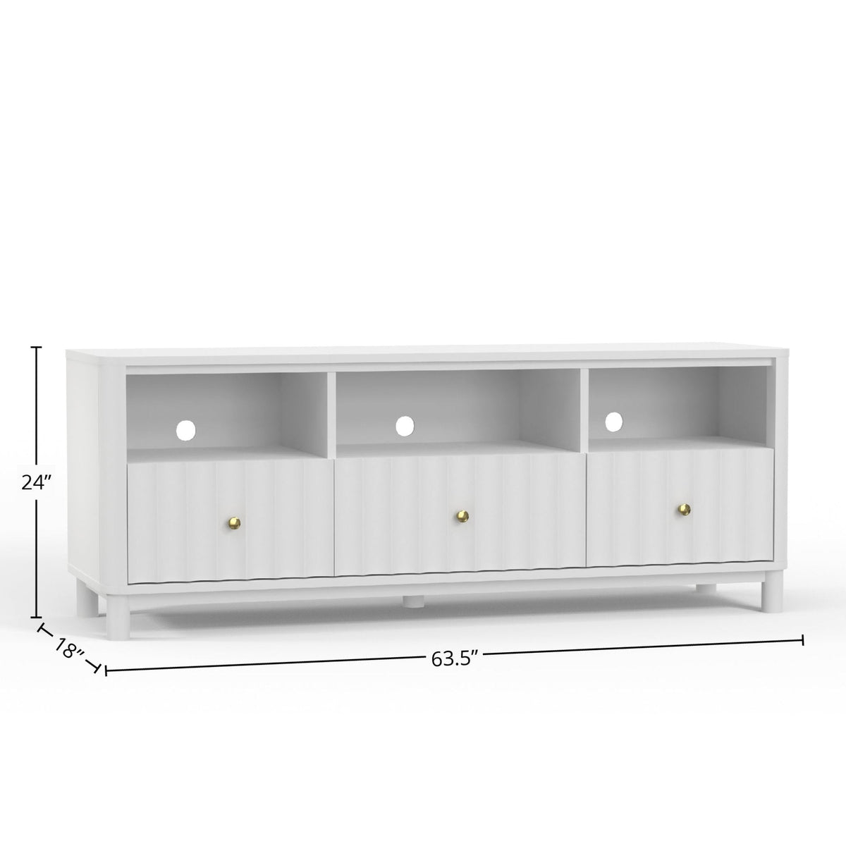 Stapleton White Mahogany TV Console with Scalloped Drawers – view 7