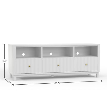 Stapleton White Mahogany TV Console with Scalloped Drawers – view 7
