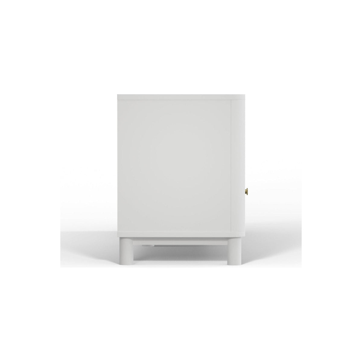Stapleton White Mahogany TV Console with Scalloped Drawers – view 6