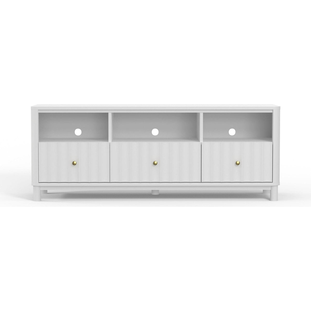 Stapleton White Mahogany TV Console with Scalloped Drawers – view 4