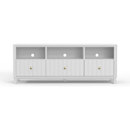 Stapleton White Mahogany TV Console with Scalloped Drawers – view 4