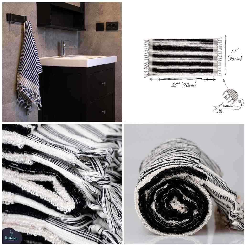Striped Organic Turkish Cotton Hand Towel, Long 17 x 35 Inch – view 36
