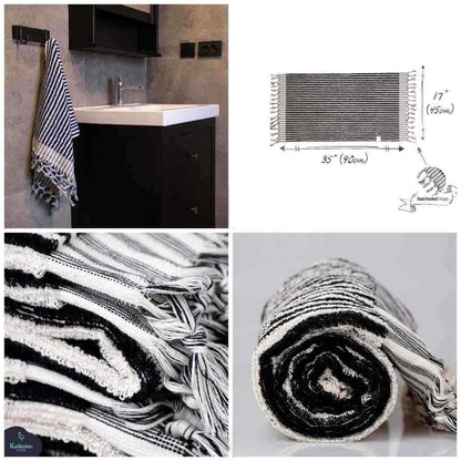 Striped Organic Turkish Cotton Hand Towel, Long 17 x 35 Inch – view 36