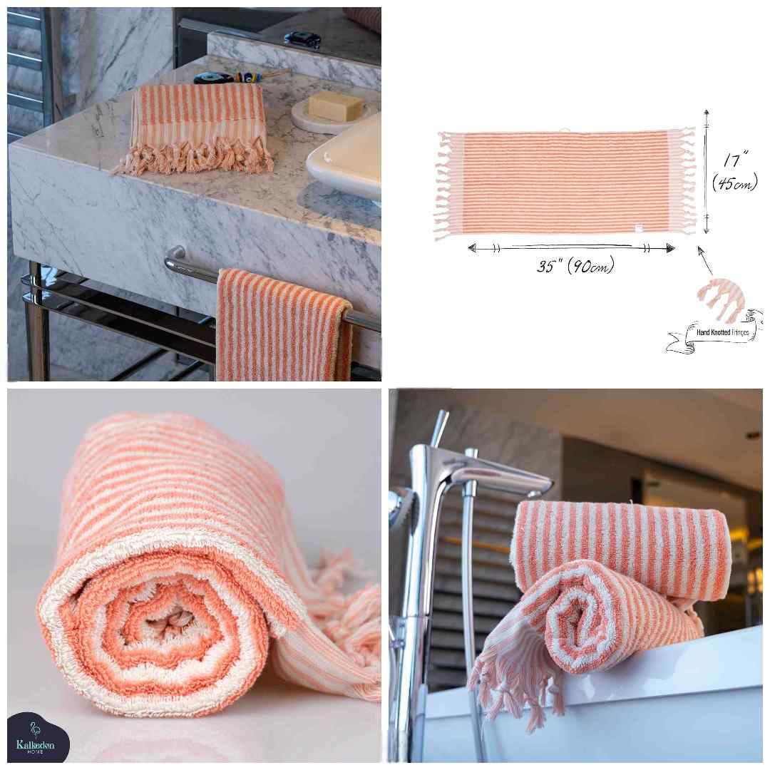 Striped Organic Turkish Cotton Hand Towel, Long 17 x 35 Inch – view 37