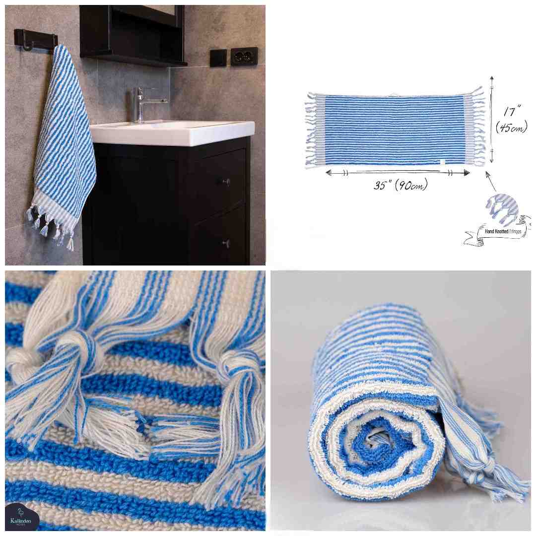 Striped Organic Turkish Cotton Hand Towel, Long 17 x 35 Inch – view 35