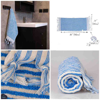 Striped Organic Turkish Cotton Hand Towel, Long 17 x 35 Inch – view 35