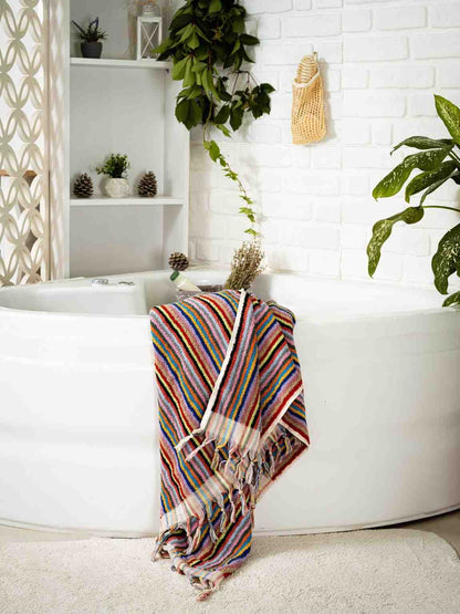 Organic Cotton Striped Bath Towel, Jacquard Woven 36 x 72 Inch – view 2