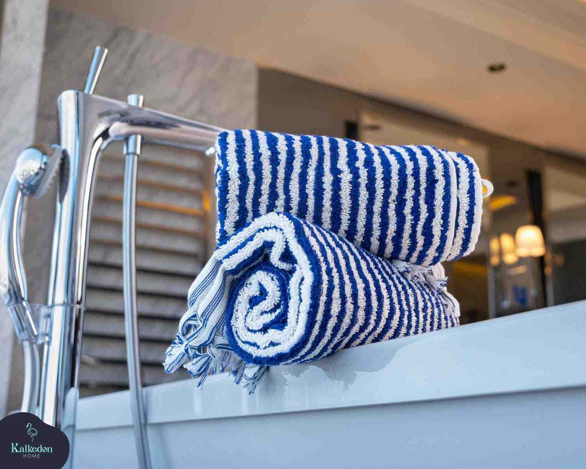 Striped Organic Turkish Cotton Hand Towel, Long 17 x 35 Inch – view 6
