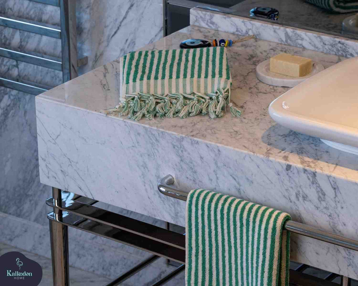 Striped Organic Turkish Cotton Hand Towel, Long 17 x 35 Inch – view 4