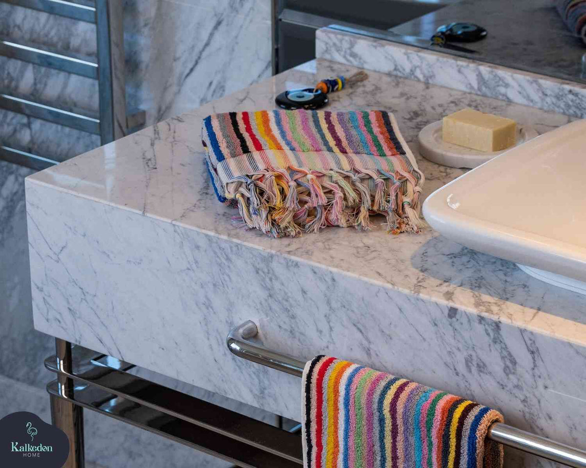Striped Organic Turkish Cotton Hand Towel, Long 17 x 35 Inch – view 5