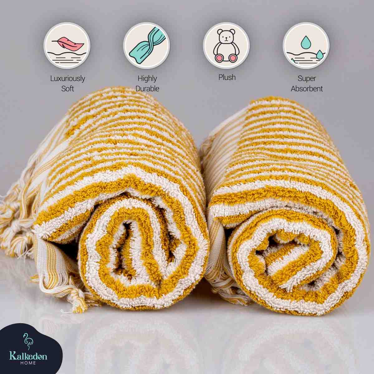 Striped Organic Turkish Cotton Hand Towel, Long 17 x 35 Inch – view 2