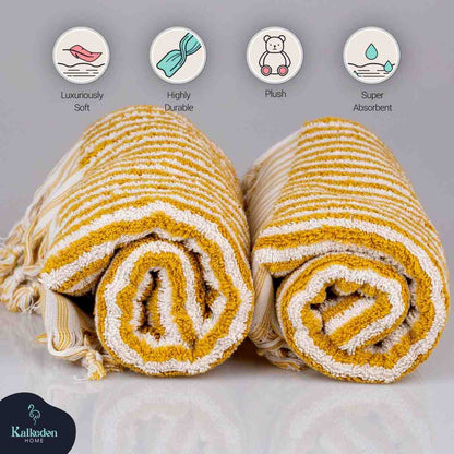 Striped Organic Turkish Cotton Hand Towel, Long 17 x 35 Inch – view 2