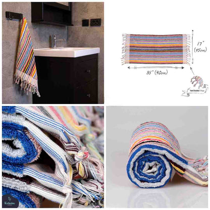 Striped Organic Turkish Cotton Hand Towel, Long 17 x 35 Inch – view 38