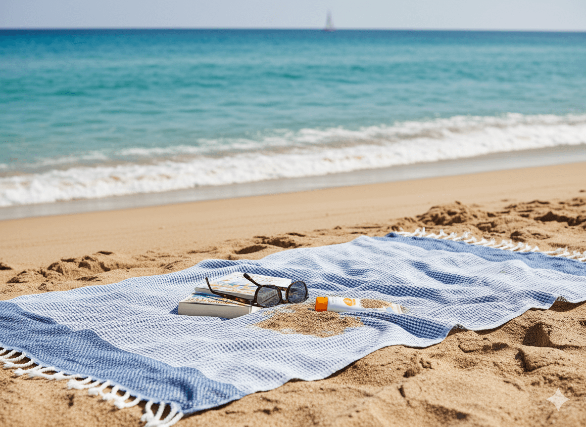 Su Diamond Weave Striped Turkish Towel, 100% Cotton, 35 x 66 Inch – view 4