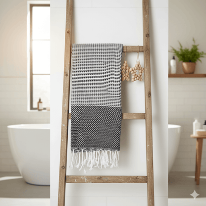Su Diamond Weave Striped Turkish Towel, 100% Cotton, 35 x 66 Inch – view 3