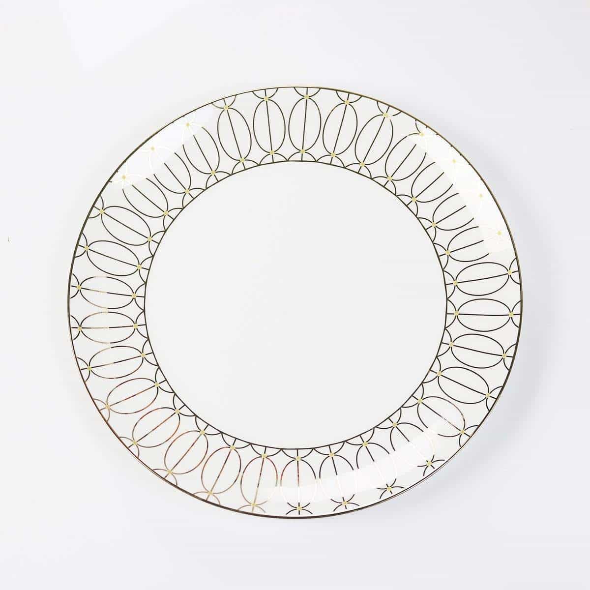 Gold Geometric Dinner Plates, Set of Four