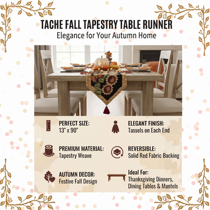 Sunflower Field Scarecrow Autumn Harvest Woven Tapestry Table Runner – view 5