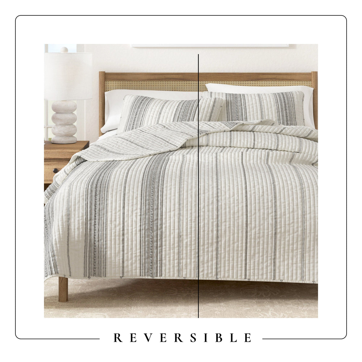 Classic Farmhouse Stripe Reversible Quilt Set – Wesley Collection – view 23
